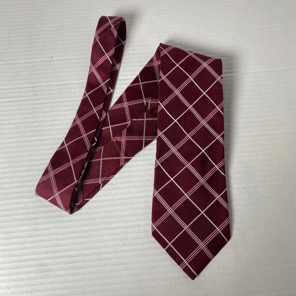 Jos A‎ Bank Burgundy Geometric Diamond Mens Tie Classic Business Workwear Dressy